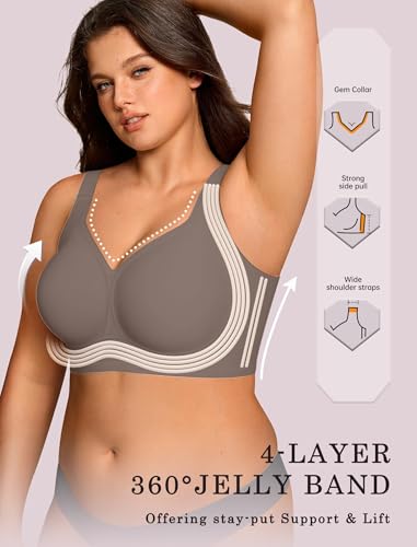 Image of OEAK Womens Wireless Jelly Bras Plus Size Support Push Up Comfortable Bra