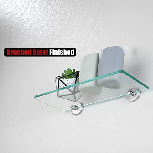 Jqk Bathroom Glass Shelf, Tempered Glass Shower Storage 14 By 5 Inches, 304 Stainless Steel Brushed Finish Wall Mount, Tgs101L14-Bn #TOP4
