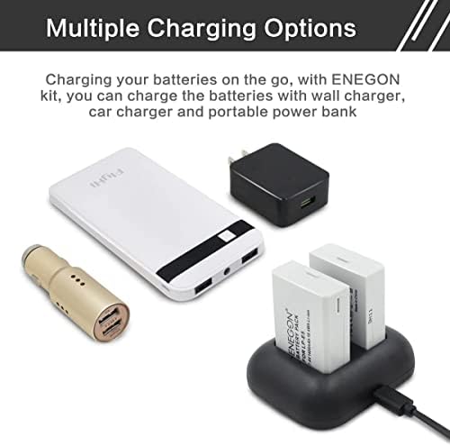 ENEGON Replacement Battery (2-Pack) and Rapid Dual Charger for Canon LP-E5 and Canon EOS Rebel XS, Rebel T1i, Rebel XSi, 1000D, 500D, 450D, Kiss X3, Kiss X2, Kiss F