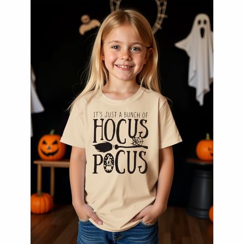 Kids Girls Halloween Shirts It's Just A Bunch of Hocus Pocus T-Shirt Funny Sanderson Sister Spooky Season Tee Tops3