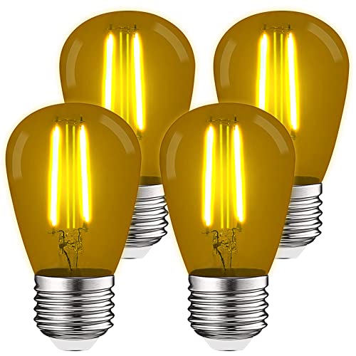 LUXRITE S14 Edison LED Yellow Light Bulbs, 0.5W, Colored LED Bulbs (4 Pack)
