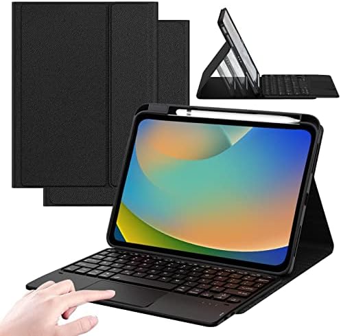 HEAPAO Touch Case with Keyboard for iPad 10th Generation (10.9", 2022) - Multi-Touch Trackpad - Detachable Wireless Tablet Keyboard Case with Pencil Holder for iPad 10th Gen 10.9 inch 2022