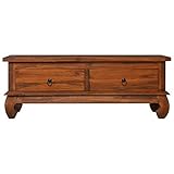 ☀✎Esta rústica mesa de soporte para TV está hecha de madera maciza de teca, proporcionando una base robusta y duradera