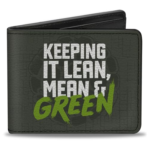 Nickelodeon Men's Standard Buckle-Down PU Bifold Wallet-Keep IT Lean, Mean & Green + Classic TMNT Group Pose Gray, Multicolor, 4.0