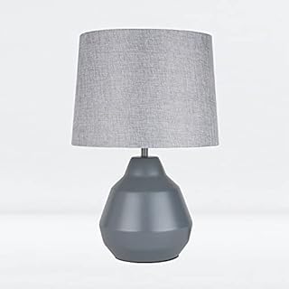 firstchoicelighting Modern Touch Operated Bedside Light Grey Touch Table Lamp Grey Fabric Shade 39cm Height LED Compatible Touch On Off Control Light