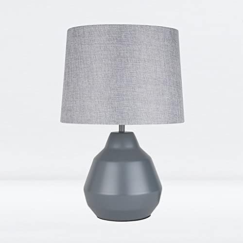firstchoicelighting Modern Touch Operated Bedside Light Grey Touch Table Lamp Grey Fabric Shade 39cm Height LED Compatible Touch On Off Control Light