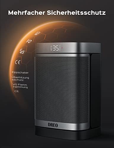Dreo Elektrische Kachel Atom One, 70° oscillerende, Elektrische Keramische Verwarming met Thermostaat, Timer, Afstandsbediening, Oververhittings- en kantelbeveiliging, Energiebesparende ECO-modus - Afbeelding 3