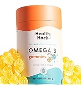 Health Hack Omega 3 Fish & Salmon Oil en Gomitas para Adultos | 180 Gummies para 3 meses | 1000mg...