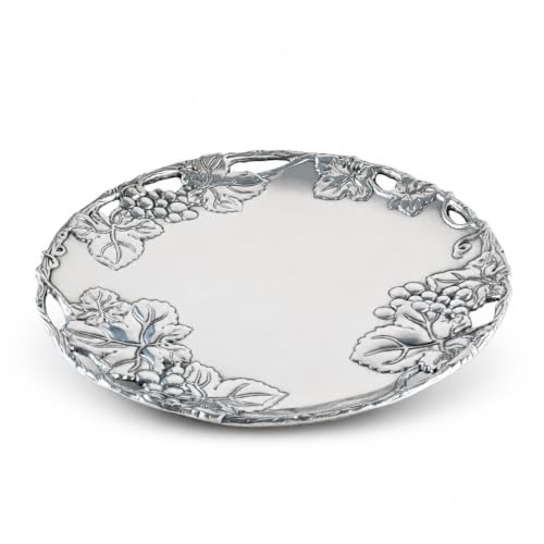 Arthur Court Aluminum Round Plate Grape Pattern 12 Inch Diameter for Elegant Serving