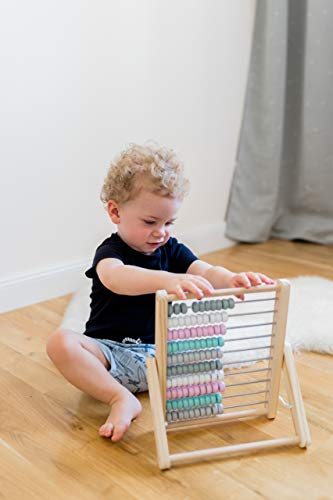 Kindsgut Abakus Rechenschieber aus Holz, zum Zählen und Rechnen bis 100, hochwertige Qualität, dezente Farben und Schlichtes Design, Rosa