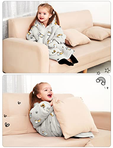 Image of KFUBUO Wearable Blanket Hoodie for Kids With Pocket Toddlers 2-6 Year Old | Cat, Sherpa, Heavy Material, Oversized Sweatshirt Blanket, Kids Blanket, Girl Boy Gifts, Cozy Gifts for Kids