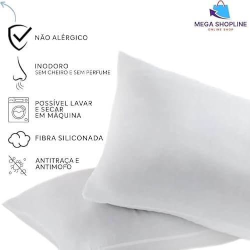 Travesseiro 65x45 Cm Lavavel Aniácaro/Anti mofo 100% Fibra Siliconada C/ 4 unidades