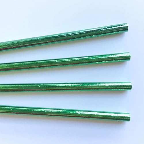 100 pitillos de papel verde metálico biodegradables miniatura 4