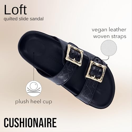 CUSHIONAIRE Loft Women's Quilted Slide Sandal With Cushioned Footbed and Adjustable Buckles4