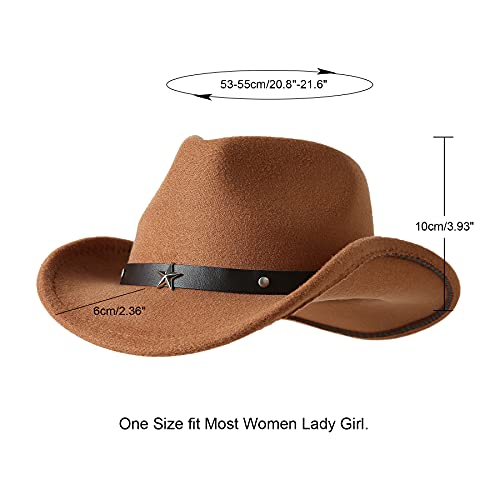 Jastore Kids Girls Boys Western Cowboy Cowgirl Hat With Buckle Belt Felt Fedora Hat (Khaki, 4-12 Years) #TOP1