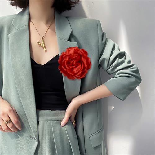 Image of 4.3 inch Red Rose Hair Clip Large Flower Brooches for Women | Charming Flowers Pins for Clothes | Turn Heads with Stylish Rose Hair Clip Flower Brooch Pin for Clothes & Clips for Woman