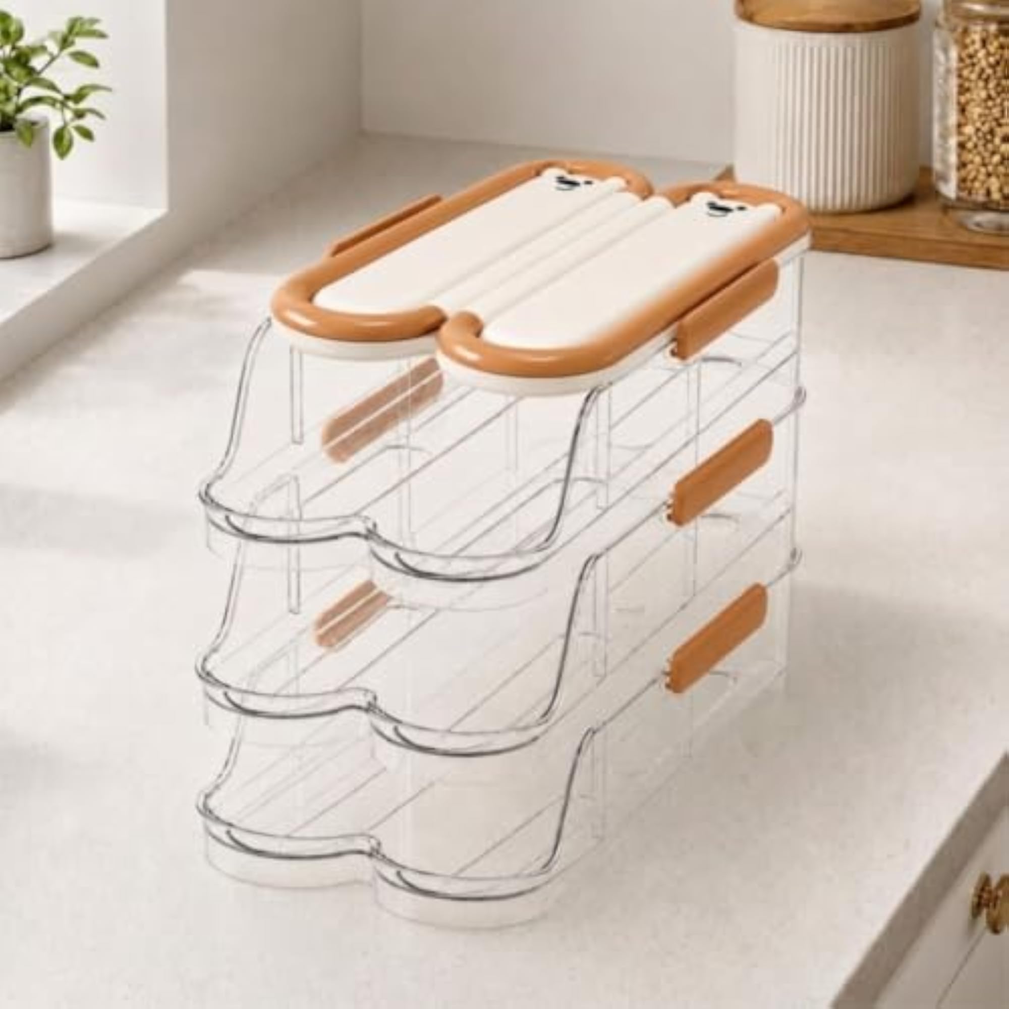 Three-Layer Egg Storage Box Stackable Egg Storage Container with Lid