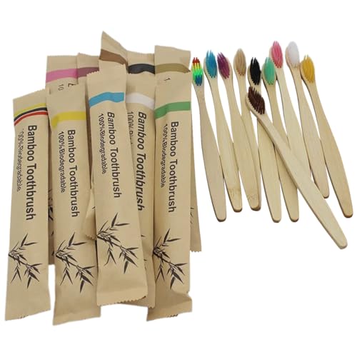 Cozylkx 10 Pezzi Spazzolini da Denti in bambù 10 Colori Spazzolino da Denti Biodegradabile Ecologico per Adulti, Famiglia, Viaggio, Confezionato Singolarmente