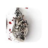 Embalaje: bolsa de regalo Youkeshan Collar de corazón anatómico con colgante de corazón anatómico de plata antigua, collar con dije de corazón anatómico