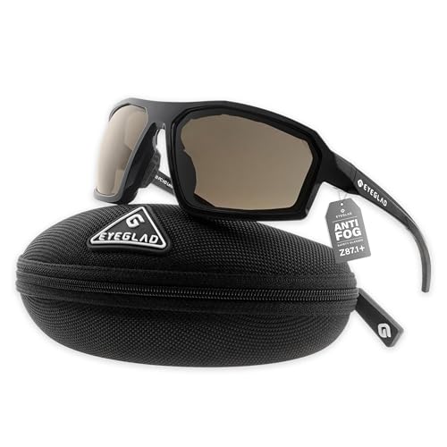 EYEGLAD REV Z87+ Powersports Motorcycle Riding Goggles HD High Contrast UV400 Sports Wrap Sunglasses Safety Glasses (Dust Brown)