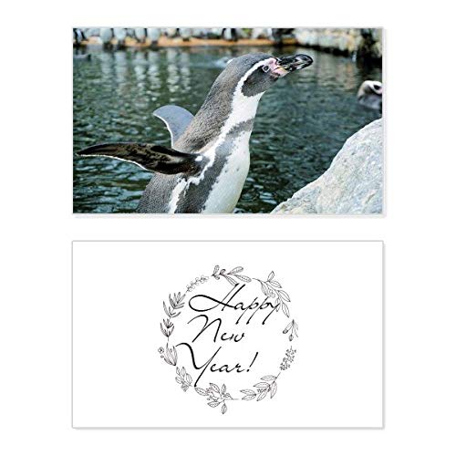 Tarjeta conmemorativa de Año Nuevo con ilustración científica de pingüino antártico