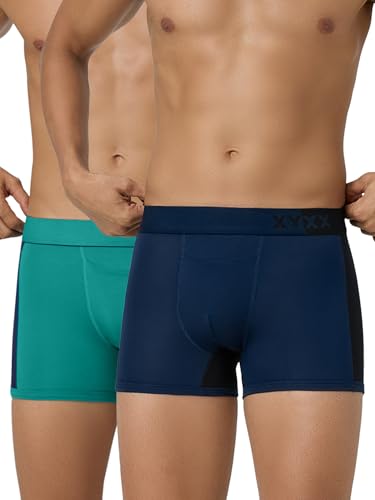 Image of XYXX Men's Dualist Micromodal Colorblock Trunks|Antimicrobial, Regular Fit, No-Marks Waistband|Underwear for Man Combo (Pack of 2)