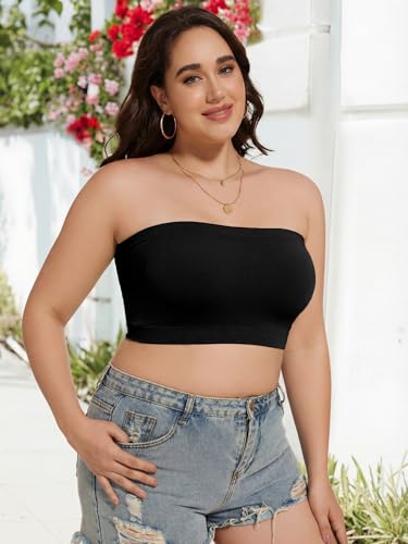 Image of HESTYA 3 Pack Women's Strapless Bandeau Bra Seamless Bralette Soft Stretchy Non-Padded Wireless Tube Top Bras