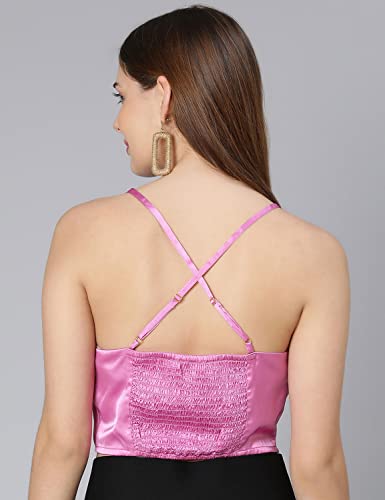 Image of oxolloxo Beige Shoulder Strap Women Satin Crop top
