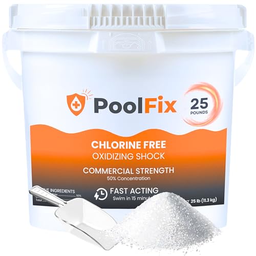 Non Chlorine Shock for Pool & Hot Tub Oxidizing Shock for Pool and Spa, Fast-Acting Water Clarifier for Crystal Clear Results Sanitized Water Ideal for Weekly Maintenance/After Heavy Use – 25lb Bucket