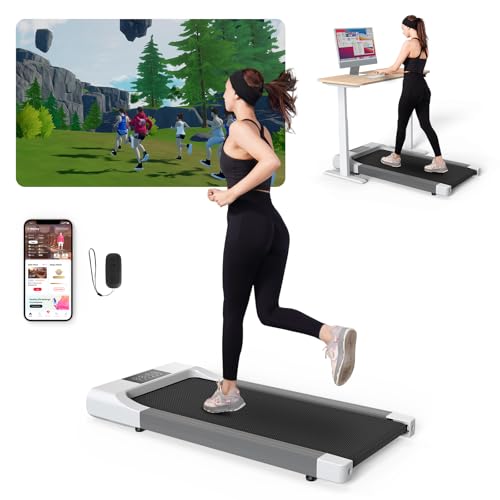 Walking Pad Treadmill, Under Desk Treadmill for Home Office,2 in 1 Treadmills for Home with Remote Control, Walking Jogging Machine in LED Display, No Assembly