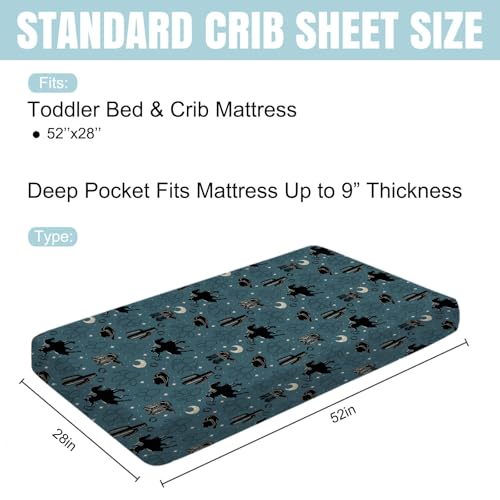 Image of Vintage Western Cowboy Baby Crib Sheets 52''x28'' Cowboy Horse Boots Hat Cactus Moon Snug Fitted Crib Mattress Cover for Boy Girl Wild Plants Soft Baby Bed Sheet for Standard Crib Toddler Mattress