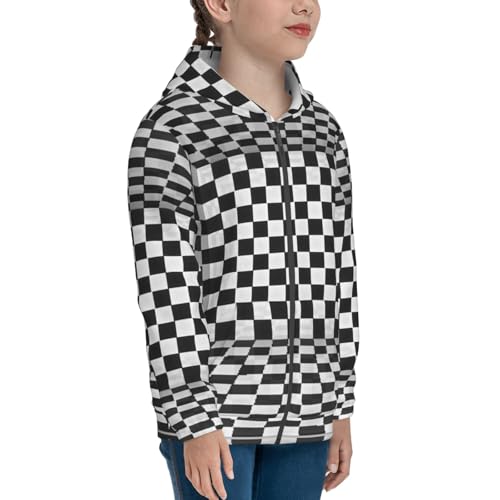 3D Vortex Optical Illusion Square Kid Hoodies Boys Zip Up Sweatshirts Girls Pullover with Pocket4