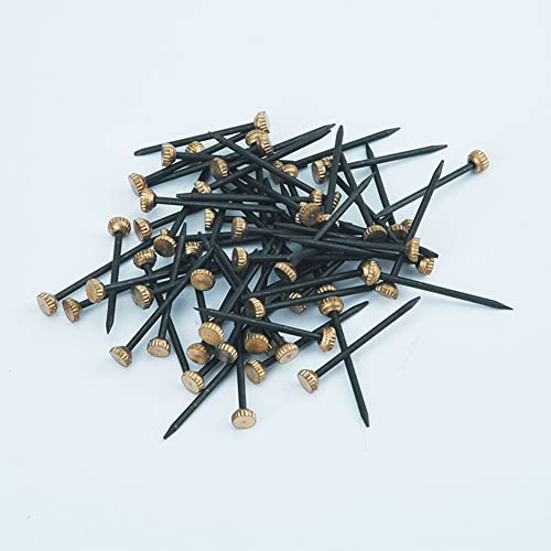 Image of 50 Pieces Picture Frame Nails Picture Hanging Nails Picture Frame Hangers Nails Black Steel Nails and Brass Head Picture Frame Hangers Nails(Small)