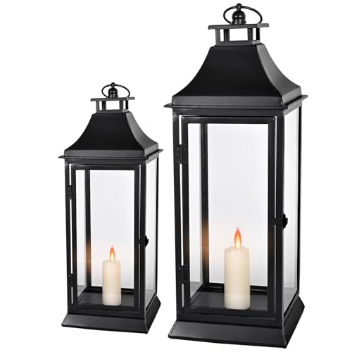 SwallowLiving Black Outdoor Lanterns Set of...