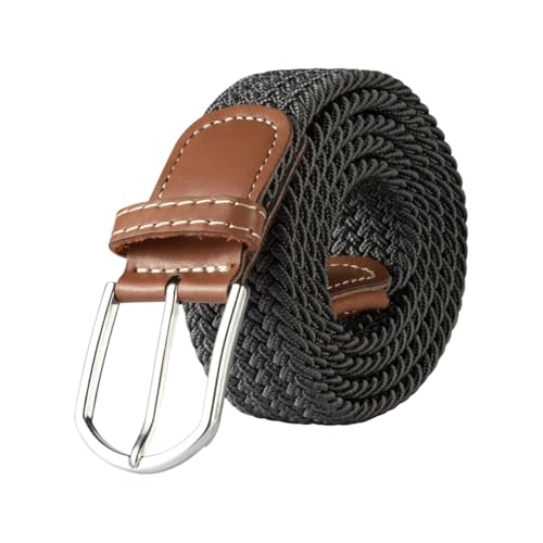 Decorative Belt 2.5cmx100cm /3.3cmx107cm Unisex Belt Casual Knitted Pin Buckle Belt Woven Canvas Elastic Braided Stretch Belts For Women for Country Concert Outfit(3.3cmX107cm,Dark grey)