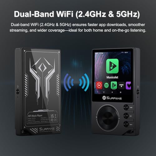 Image of Surfans F20 Pro Hi-Res Music Player, Dual ESS9018 DAC,DSD512, Spotify & Tidal Support, WiFi & Bluetooth LDAC, 4.4mm Balanced(500mW), Expandable 1TB, Touchscreen Portable MP3 DAP (Gray)