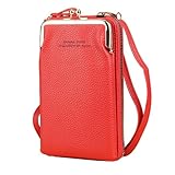 [one's one] ワンズワン スマホショルダー ポシェット 財布 付き カード 入れ がま口 斜め 掛け ストラップ レディース (赤)