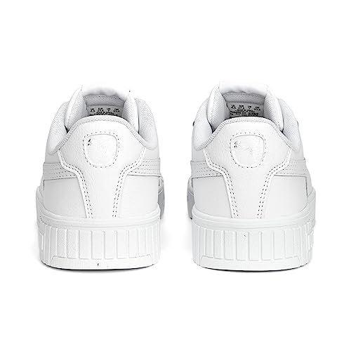 PUMA Women's Carina Leather Shoes Sneaker, 2.0 Wide White-White-Silver, 9