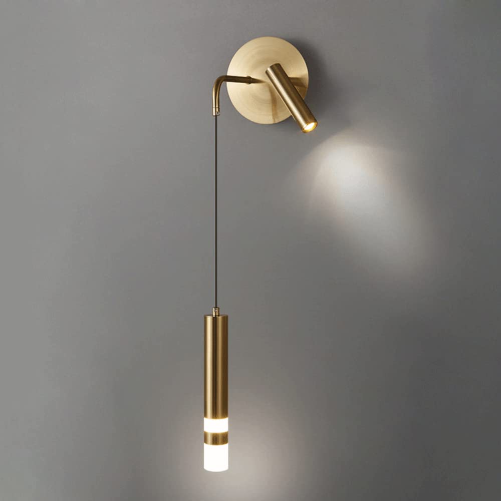 Lampe murale dorée LED 8W avec liseuse orientable en fer forgé et acrylique