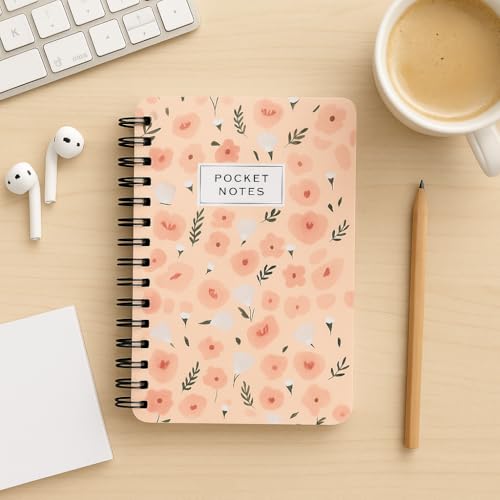 Image of mudrit Pocket Size Notebook, Small Spiral Diary, 120 Plain Pages, 90 GSM ideal for Gratitude List, Daily Goals Planner, To Do List Organiser, Size A6 (Pack of 5 - Peach)