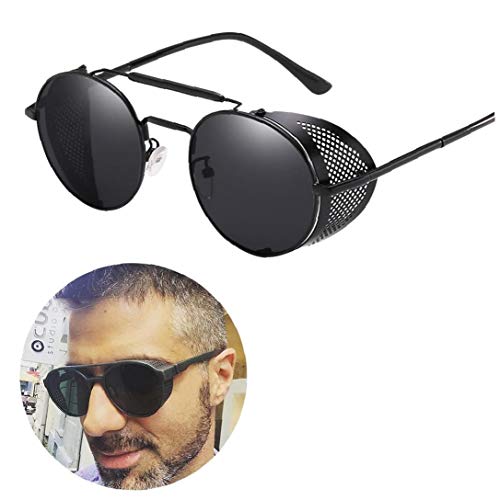 1pc Retro Occhiali da Sole Rotondi Steampunk con