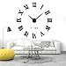 iKALULA DIY 3D Numeri Romani Orologio, Rimovibile Decorazione Acrilico orologio da parete muto adesivo Decorazione per Casa, Ufficio, Hotel (Nero)