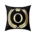 Produktbild Cocila Überwurf Kissenbezug schwarz und Gold Buchstaben Polyester weich bequem Kissenbezug Sofa Kissenbezug Auto Couch Stuhl Home Decor 45cm x 45cm O