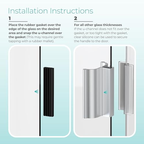 3-3/4" Bright Chrome Frameless Shower Door Handle with Metal Strike and 3" Magnet,Shower Doors Magnetic Latch Kit Fits Glass Door Thickness 1/8", 5/32", 3/16" and 1/4",Shower Door Replacement Parts - Thumbnail 5