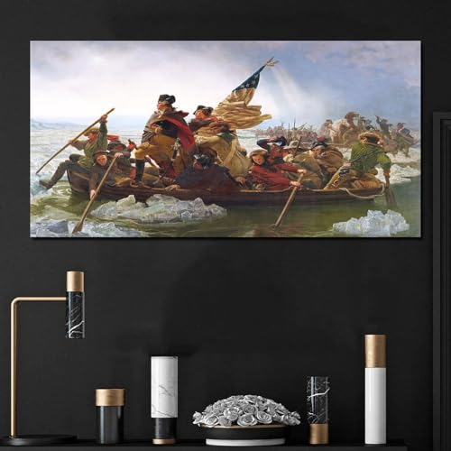 Generic SOUB8V2YW59D George Washington Crossing The Delaware River Poster Canvas Art Poster And Wall Art Picture Print Modern Family Bedroom Decor Posters 12X24Inch thumb #3