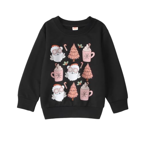 Pull graphique de Noël anti-irritation pour la peau sensible des enfants de 2-7 ans