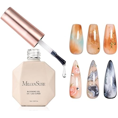 MelodySusie Clear Blooming Gel for Nail Design, Marble Watercolor UV Gel Nail Polish, Spreading Effect Sheer Painting Gel Nail Art Supplies, Nail Salon Manicure at Home for Women, 0.53 Fl Oz