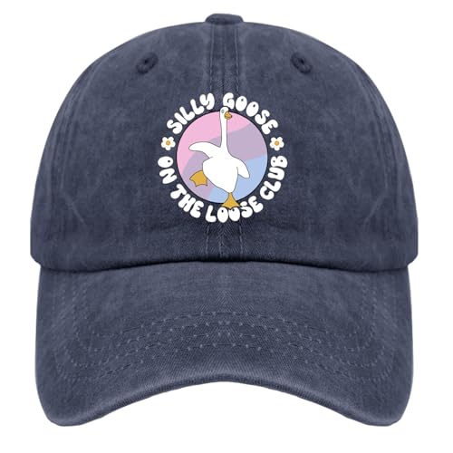 Silly Goose on The Loose Club caps Kawaii hat Navy Blue Hiking hat Gifts for Her Cycling Caps