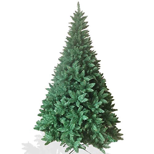 ZIK - Albero di Natale 240 cm Folto (2721 rami) Realistico con Supporto in Metallo, Alberi Natale Realizzato in PVC Ignifugo: NON Infiammabile per la Massima Sicurezza, con Base Stabile a 4 Piedini