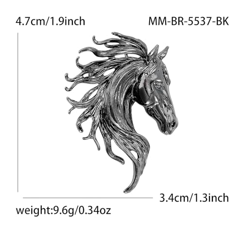 Image of Dreuyet Horse Brooch Pin Horse Racing Suit Lapel Pin for Women Men Rhinestone Antique Gold Horse Animal Brooch Clothing Outfits Accessory Jewelry